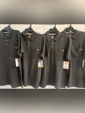 4 Wrangler Men’s Dark Gray Pocket Polos